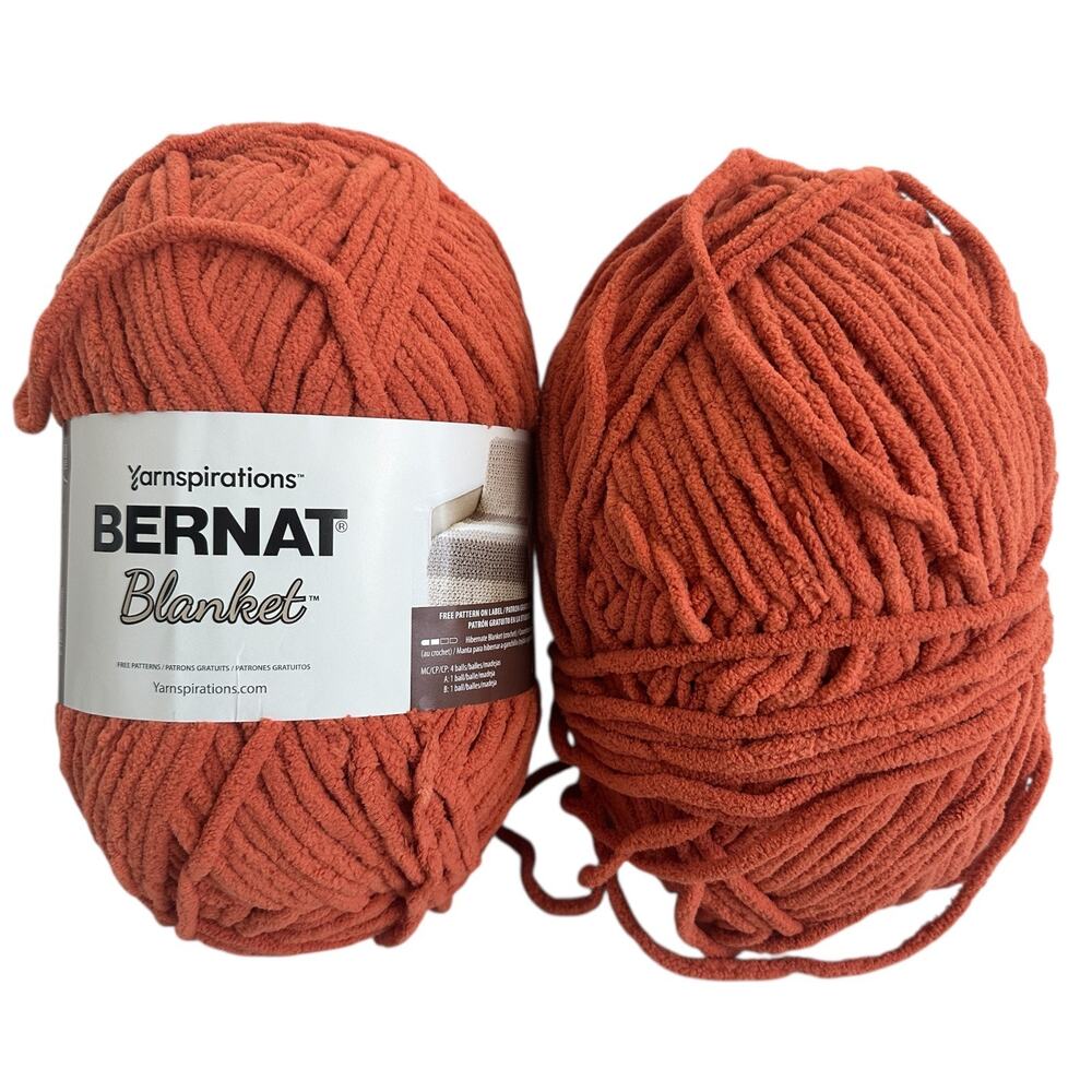 Lot of 2 Bernat Blanket Big Ball Yarn-Pumpkin Spice 10.5 oz 220 yards
